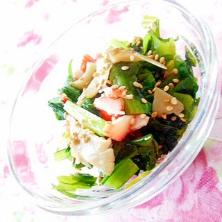 ❤ワカメと小松菜とカニかまと舞茸の酢の物❤